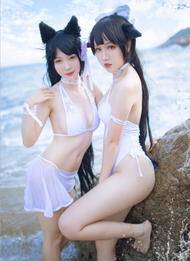 不呆猫写真合集|猫耳白丝+制服诱惑,全套原图免费下载!